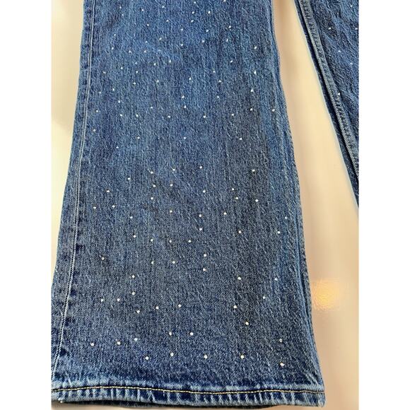 Abercrombie & Fitch 90s Relaxed High Rise Jeans 32 Short Curve Love Rhinestones - Picture 10 of 11